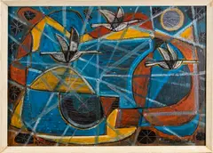 Night Flying - Oil by William Black, Oil on board -33 x, sold Jan 2025