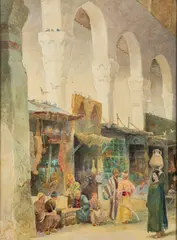 Eastern scene at a market - Watercolour - 53 by Charles Robertson, 1875, Watercolour, sold Jan 2025