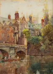 Queen's College by William Matthison, watercolor, offered Jan 2025