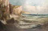 Coastal scenes - A pair of oils by J. Owen, 1913, oil, sold Oct 2024