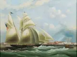 Shipping off Dover Oil by William John Huggins, oil, offered Oct 2024