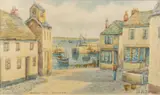 Views in Mousehole by Thomas Herbert Victor, watercolor, offered Oct 2024