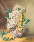 Still life of Azealas in a vase - Watercolour - 41 by Valentine Bartholomew, 1843, Watercolour -, sold Oct 2024