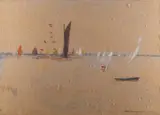 Sailboats in an estuary - Watercolour and by William Brown Macdougall, Watercolour and gouache, offered Oct 2024