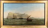 Extensive shipping off an Island by William Adolphus Knell, Oil on canvas -25 x, sold Jul 2024
