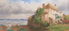 Cottages at Roundham by John William Salter, 1868, watercolor, sold Jul 2024