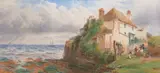 Cottages at Roundham by John William Salter, 1868, watercolor, sold Jul 2024