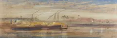Laden barges on the Nile - Watercolour - 8 by Edward Lear, Watercolour, offered Jul 2024
