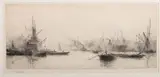 The Royal Albert Dock by William Lionel Wyllie, pencil, sold Jul 2024