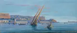 Port of Valletta by Vincenzo D'Esposito, watercolor, sold Jul 2024