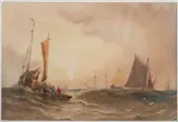 Ships at sea at sunset Watercolour 22 by Joseph Newington Carter, watercolor, offered Jul 2024
