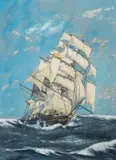 A Clipper Ship Gouache 47 by E. Western, watercolor, sold Jul 2024