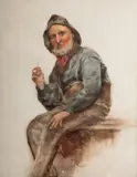 Study of a fisherman Watercolour 29 by James Whaite, watercolor, sold Jul 2024
