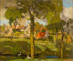 Bridgend by John Guthrie Spence Smith, Oil on board -50 x, sold Jun 2024