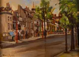 Street scene - Oil by Norma Ingram, 1939, Oil on board -38 x, sold Jun 2024