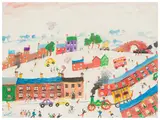 Untitled by Simeon Stafford, oil on board, offered Jun 2024