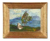 Chasing me (not) by Melito Denaro, Oil on board, sold Oct 2023