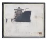 Docked ship by Pierre Humbert, Charcoal and gouache, sold Oct 2023