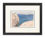 Coastal landscape at marseilles by Alexandre Desgoffe, Watercolour and ink, sold Oct 2023