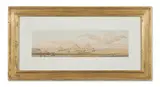 The pyramids of gheezeh [sic] by Carl Haag, Pencil and watercolour, sold Oct 2023