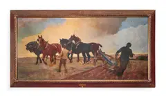 The turn of the plough by George Gascoyne, Oil on canvas, sold Oct 2023