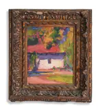 The courtyard at szeliwy by Robert Bevan, Oil on canvas laid down on board, sold Oct 2023