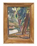 Woodland by Duncan Grant, Oil on board, sold Oct 2023