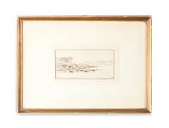 Near kalabsha by Edward Lear, Pen and ink and wash, sold Oct 2023
