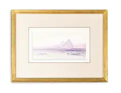 Pyramids by Edward Lear, Pencil and watercolour, sold Oct 2023