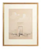 Great gateway by David Roberts, Pencil and watercolour heightened with white Indistinctly signed, sold Oct 2023