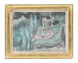 Lake in the wood by Christopher Wood, Pencil and watercolour Indistinctly inscribed, sold Oct 2023