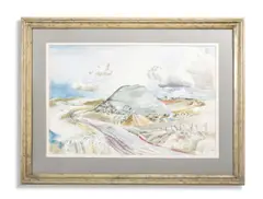 Silbury hill by Paul Nash, 1938, Watercolour and pencil, sold Oct 2023
