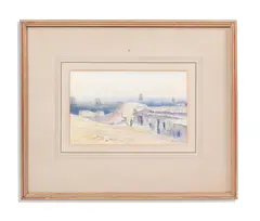 Abydus by Edward Lear, Watercolour heightened with white, sold Oct 2023