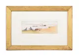 Feluccas on a stretch of the nile between manfalut and assiut by Edward Lear, Pencil, pen and brown ink and watercolour, sold Oct 2023