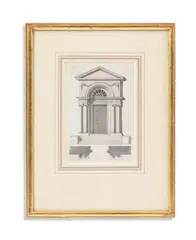Design for a neo-classical entrance and doorway by Thomas Sandby, Pencil, pen and grey ink, and grey wash on paper, sold Oct 2023