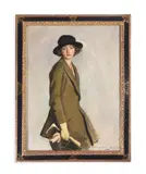 Portrait of a lady with a riding crop by Harrington Mann, 1922, Oil on canvas, sold Aug 2023