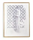 Woman in a headscarf by Dorian George, pencil, sold Aug 2023