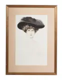 Portrait de femme au chapeau a plume by Paul César Helleu, Etching and drypoint, sold Aug 2023