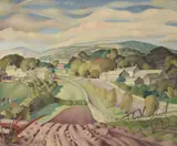A derbyshire landscape by Harry Epworth Allen, oil, sold Jul 2023