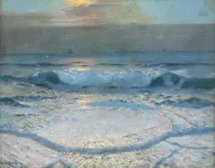 Evening waves by Julius Olsson, oil, sold Jul 2023