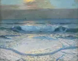 Evening waves by Julius Olsson, oil, sold Jul 2023