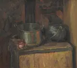 The green pumpkin by Duncan Grant, Oil on board, sold Jul 2023
