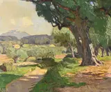 Olivenhain by Carl Moll, 1931, oil, sold Jul 2023