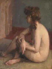 The artist's muse, study of a female nude by Anthony Devas, oil, offered Jul 2023