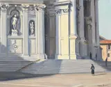 Steps of the salute, venice by Julian Barrow, oil, sold Jul 2023