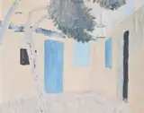 Corner of a courtyard by Glyn Warren Philpot, pencil and gouache on paper, sold Jul 2023