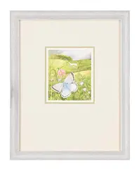 Butterfly in a wild meadow with the cherhill white horse beyond by James Lynch, watercolor, sold Jul 2023