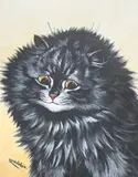 Black cat by Louis Wain, Gouache heightened with white, sold Jul 2023