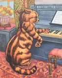 Cat at a piano by Louis Wain, Watercolour and gouache, sold Jul 2023