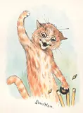 How's that, umpire !? by Louis Wain, Watercolour and ink, sold Jul 2023